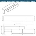 Ver imagem 7 de Rack Aston Universum Extensível 164 Cm a 300 Cm Carvalho Amêndoa