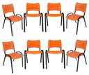 Ver imagem 2 de Kit com 8 Cadeiras Iso para Escola Escritório Comércio Laranja Base Preta Ecomhome