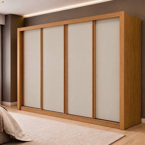 Guarda Roupa Casal 4 Portas de Correr e 4 Gavetas 279,3cm Premium Jade