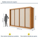 Ver imagem 3 de Guarda Roupa Casal 4 Portas de Correr e 4 Gavetas 279,3cm Premium Jade