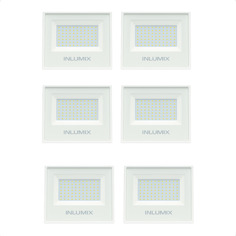 Kit 6 Refletor Holofote de Led 50w Branco Frio 6500k Branco 110/220v