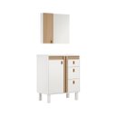 Ver imagem 1 de Gabinete de Banheiro 88cm 3 Gavetas Espelheira 1 Porta Cuba:branco/jequetiba