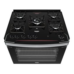 Fogão 5 Bocas de Embutir Diplomata com Mesa de Vidro Dako Bivolt Preto - 3