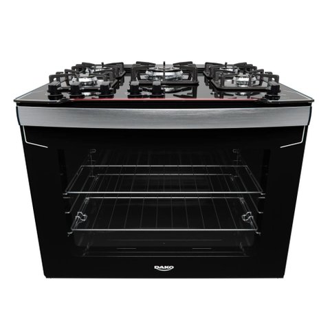 Fogão 5 Bocas de Embutir Diplomata com Mesa de Vidro Dako Bivolt Preto