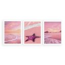 Ver imagem 2 de Kit 3 Quadros Natureza Praia Rosa 24x18cm - com vidro:Madeira branca
