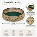 Ver imagem 2 de Bandeja Decorativa Multiuso para Banheiro Redonda Design Palhinha Treliça Rattan 23cm - Mundial Casa
