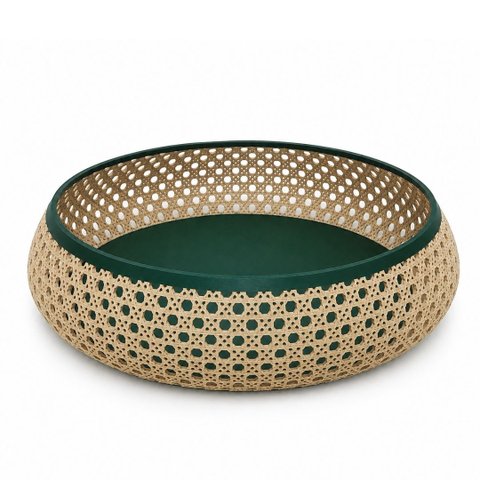 Bandeja Decorativa Multiuso para Banheiro Redonda Design Palhinha Treliça Rattan 23cm - Mundial Casa