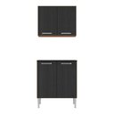 Ver imagem 6 de Kit Armário de Cozinha Aéreo com Balcão 70cm 4 Portas Pequim Multimóveis Mp2380 Madeirado/preto