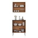 Ver imagem 4 de Kit Armário de Cozinha Aéreo com Balcão 70cm 4 Portas Pequim Multimóveis Mp2380 Madeirado/preto