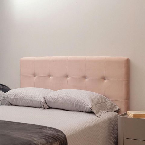 Cabeceira Casal 140cm X 120cm Estofada Detalhe em Cristais Cor:veludo Rose