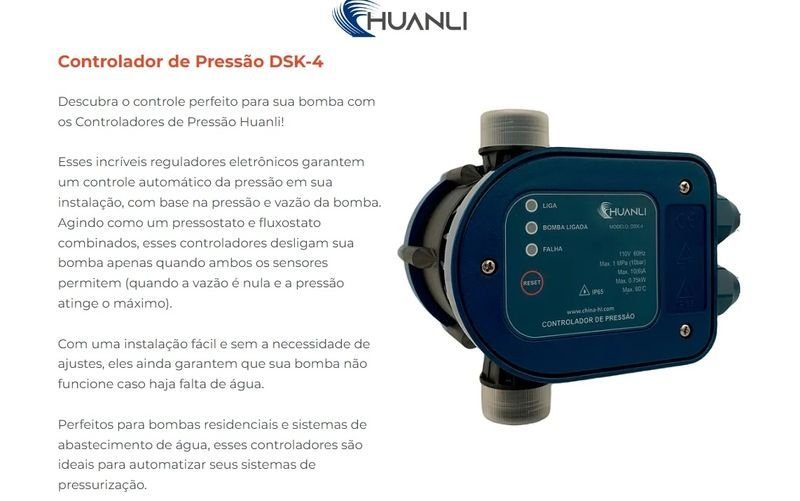 Controlador de Pressão Lepono Dsk-4 Monofásico 127v Azul 127 (m) - 2