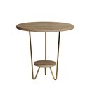 Ver imagem 2 de Mesa Lateral Redonda Industrial Italy Ferro Dourado e Tampo Freijó