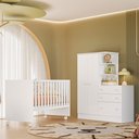 Ver imagem 1 de Jogo Quarto Infantil Doce Sonho Reto 2 Peças Berço Rodizio e Guarda Roupa Qmovi