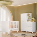 Ver imagem 5 de Jogo Quarto Infantil Doce Sonho Reto 2 Peças Berço Rodizio e Guarda Roupa Qmovi