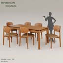 Ver imagem 5 de Conjunto Sala de Jantar Mesa 180x90cm 6 Cadeiras em Madeira Maciça com Assento Estofado Jade Marrom/
