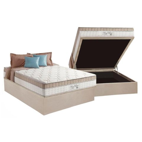 Cama Box Baú Casal: Colchão Molas Ensacadas D Angelis Anjos Superlastic King Best + Base Crc Suede