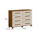 Ver imagem 2 de Cômoda San Marino 8 Gavetas MDF Puxador em Madeira Cinamomo e Off White Leifer Móveis