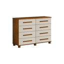 Ver imagem 1 de Cômoda San Marino 8 Gavetas MDF Puxador em Madeira Cinamomo e Off White Leifer Móveis