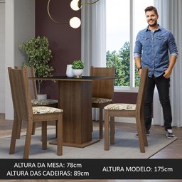 Conjunto Sala de Jantar Mesa Tampo de Madeira 4 Cadeiras Rustic/preto/lírio Bege Samara Madesa - 5