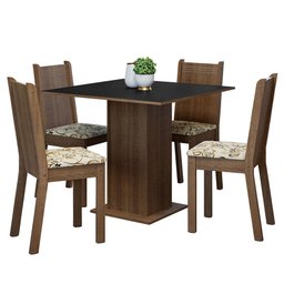 Conjunto Sala de Jantar Mesa Tampo de Madeira 4 Cadeiras Rustic/preto/lírio Bege Samara Madesa - 2