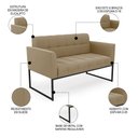Ver mais imagens de Sofá Namoradeira e 2 Poltronas Base Industrial Preto Ana Suede Marrom Rt