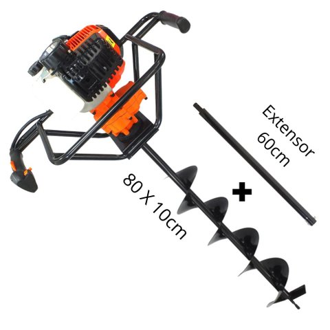 Perfurador de Solo Profissional Para Atividades Rurais Vulcan VPS520 Broca 80x10cm + Extensor 60cm