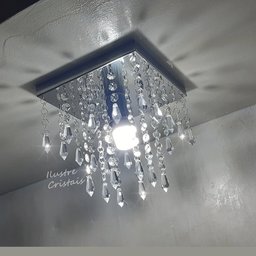 Lustre de Cristal Acrílico Pirulitos Base Inox 20x20 e 20 Cm Soquete E27 - 9
