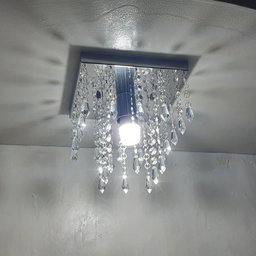 Lustre de Cristal Acrílico Pirulitos Base Inox 20x20 e 20 Cm Soquete E27 - 3
