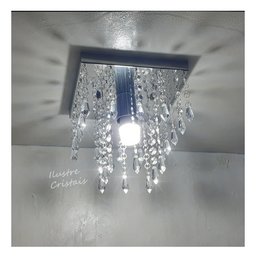 Lustre de Cristal Acrílico Pirulitos Base Inox 20x20 e 20 Cm Soquete E27 - 10