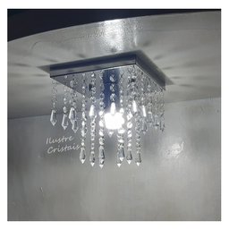 Lustre de Cristal Acrílico Pirulitos Base Inox 20x20 e 20 Cm Soquete E27 - 5