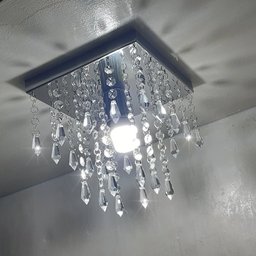 Lustre de Cristal Acrílico Pirulitos Base Inox 20x20 e 20 Cm Soquete E27 - 4