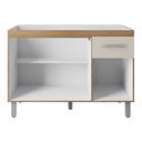 Ver imagem 3 de Balcão Gabinete para Pia Anyta 118cm 03 Portas sem Tampo Savana Off White - Abmaza