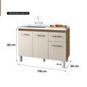 Ver imagem 4 de Balcão Gabinete para Pia Anyta 118cm 03 Portas sem Tampo Savana Off White - Abmaza