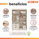 Ver imagem 7 de Guarda Roupas Solteiro 4 Portas Frisado 3 Gavetas 100% MDF July
