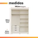 Ver imagem 3 de Guarda Roupas Solteiro 4 Portas Frisado 3 Gavetas 100% MDF July