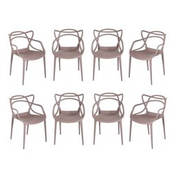 Kit 8 Cadeiras Allegra em Pp para Área Externa e Sala de Jantar ou Estar Cor Fendi - 4