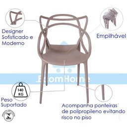 Kit 8 Cadeiras Allegra em Pp para Área Externa e Sala de Jantar ou Estar Cor Fendi - 10