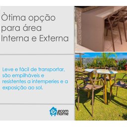 Kit 8 Cadeiras Allegra em Pp para Área Externa e Sala de Jantar ou Estar Cor Fendi - 2