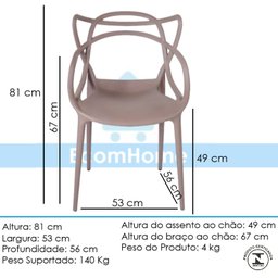 Kit 8 Cadeiras Allegra em Pp para Área Externa e Sala de Jantar ou Estar Cor Fendi - 9