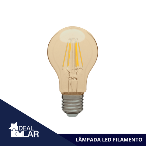 Lâmpada E27 Led Bulbo Filamento 6w Alta Potência 2400k Temperatura 600 Lúmens Durín