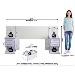 Cabeceira Casal New Magistral Extensível 4 Gavetas - 3