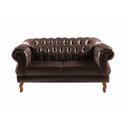 Ver imagem 2 de Conjunto Sofá Namoradeira 2 e 3 Lugares Capitonê Chesterfield Duquesa Clássico - Couríssimo Café