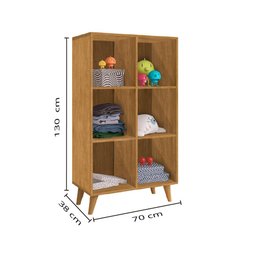 Estante Montessoriana Cristal 6 nichos com Pés de Madeira 1,30m Nature J&A - 3