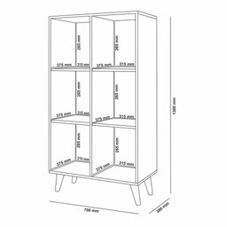 Estante Montessoriana Cristal 6 nichos com Pés de Madeira 1,30m Nature J&A - 4