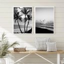 Ver imagem 2 de Kit 2 Quadros Decorativos Praia Preto e Branco 33x24cm:madeira Branca