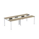 Ver imagem 1 de Estação de Trabalho Mesa Plataforma Escritório Dupla para 4 Pessoas com Caixa de Tomada Pdc Marrom/Noce Marromle/Branco