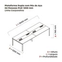 Ver imagem 3 de Estação de Trabalho Mesa Plataforma Escritório Dupla para 4 Pessoas com Caixa de Tomada Pdc Bege/Nogueira Casablanca/Branco