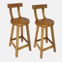 Ver imagem 1 de Kit 2 Banqueta de Madeira com Encosto Girafa Média