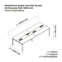 Ver imagem 3 de Estação de Trabalho Mesa Plataforma Escritório Dupla para 4 Pessoas com Caixa de Tomada Pdc Preto/Branco