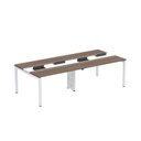 Ver imagem 1 de Estação de Trabalho Mesa Plataforma Escritório Dupla para 4 Pessoas com Caixa de Tomada Pdc Marrom/Walnut/Branco